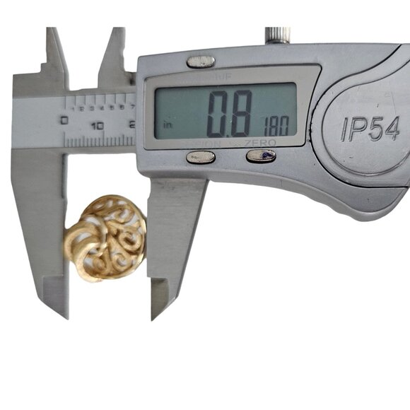 Trifari Crown Over T Gold Tone Round Open Scroll Clip On Earrings, Signed L77 - Picture 12 of 13